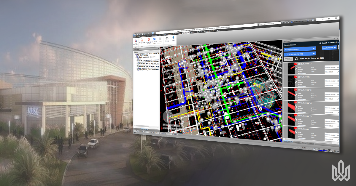 Screenshot of issues in Navisworks on the medical rennovation project by McVeigh & Mangum.